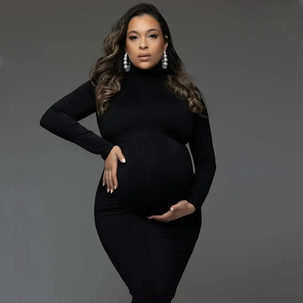 Maternity Wear - 블랙 스키니 원피스 출산 사진 소품,