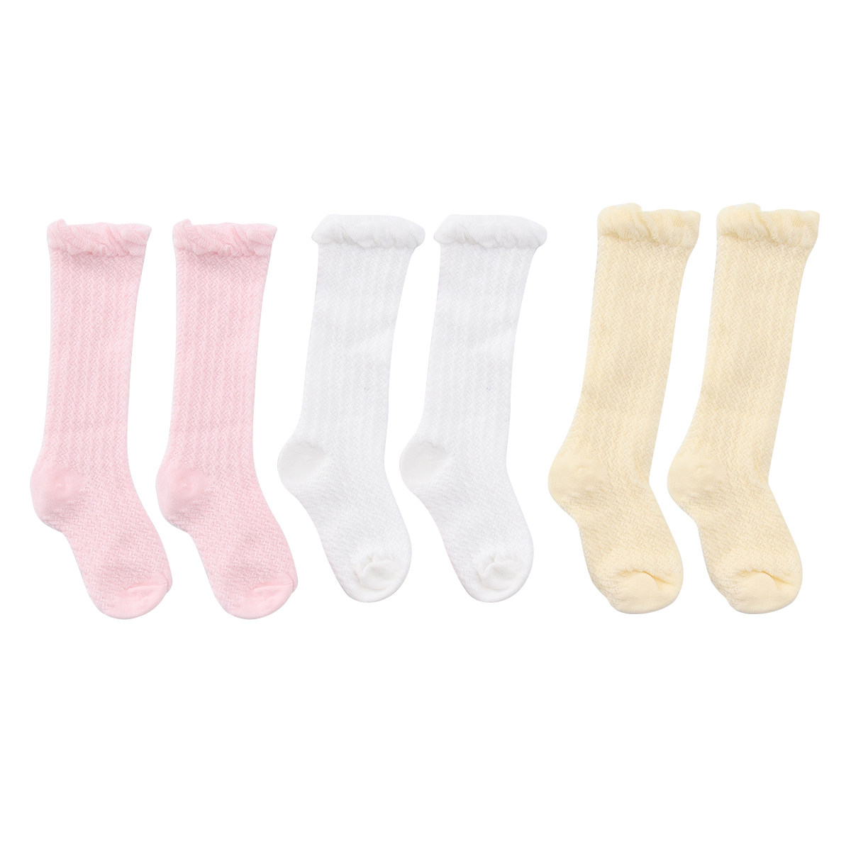 Unisex Baby Socks Non Slip - 여름용 아기용 긴 양말 3켤레: 면