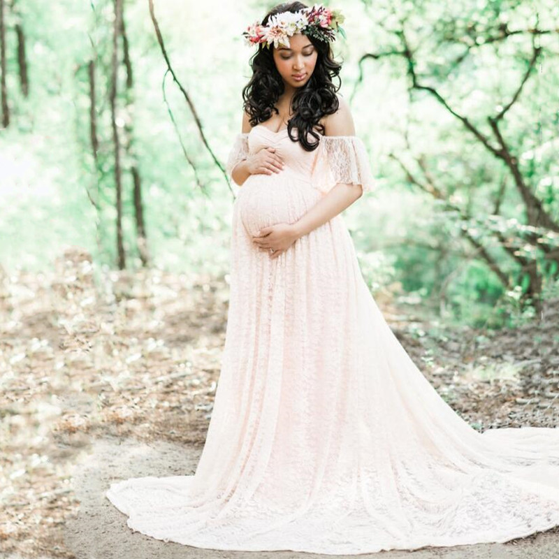 Maternity Wear - 출산 사진 소품 롱 웨딩 드레스