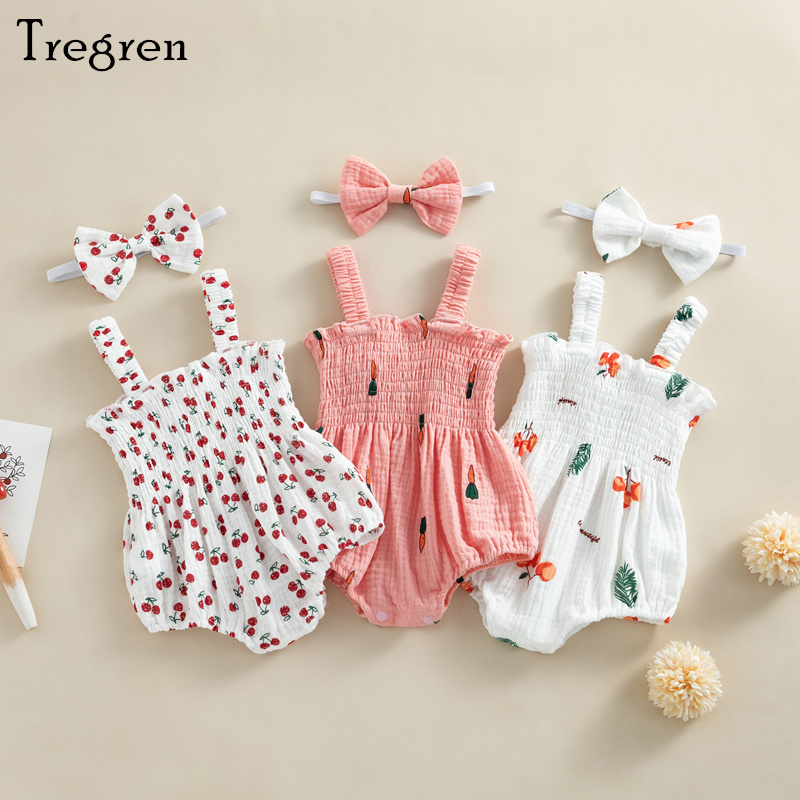 Baby Summer Linen Sleeveless Jumpsuit - Tregren Baby Girls Rompers 여름 신생아