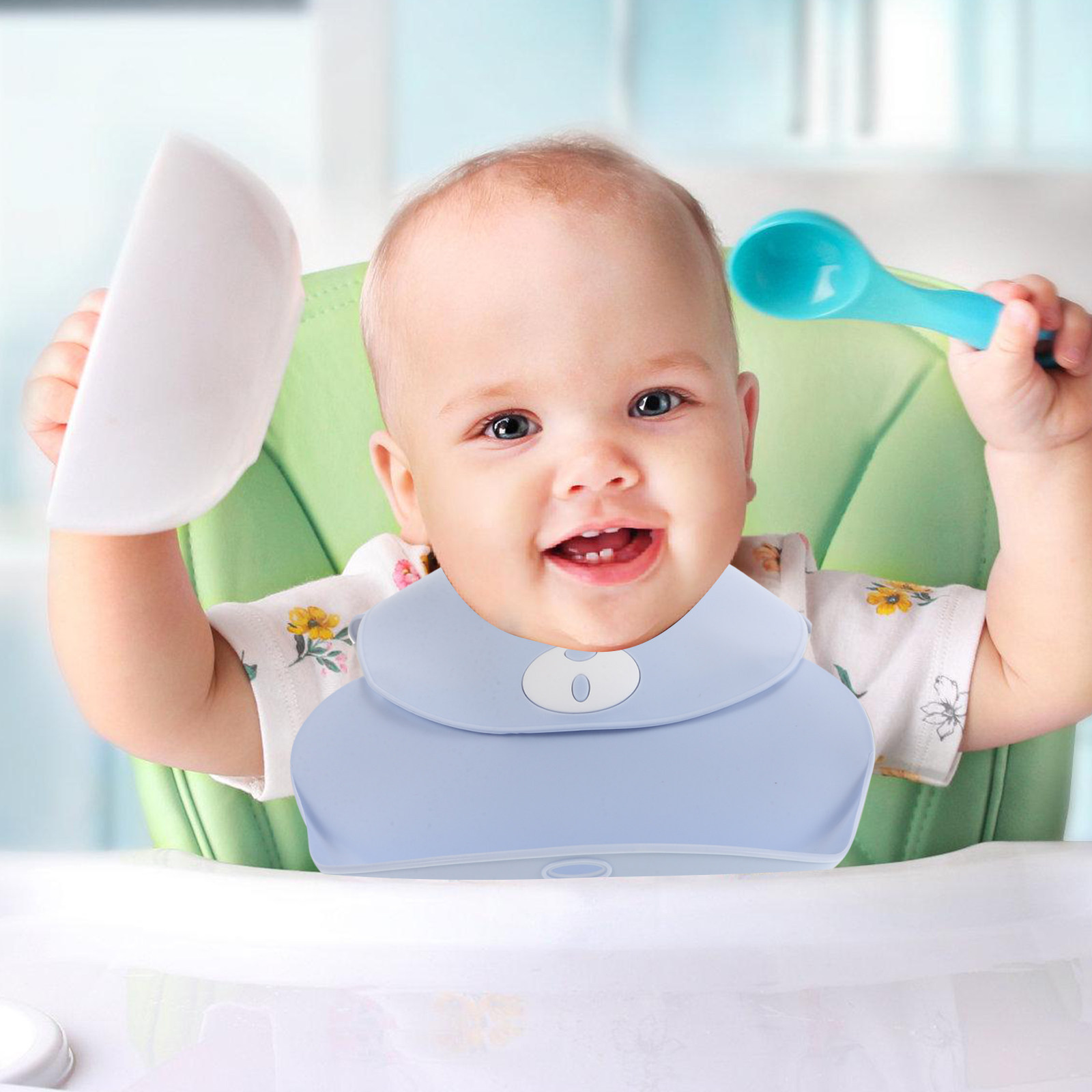 Waterproof Baby Bibs Silicone - 아기용 실리콘 턱받이, 방수 기능, 조절