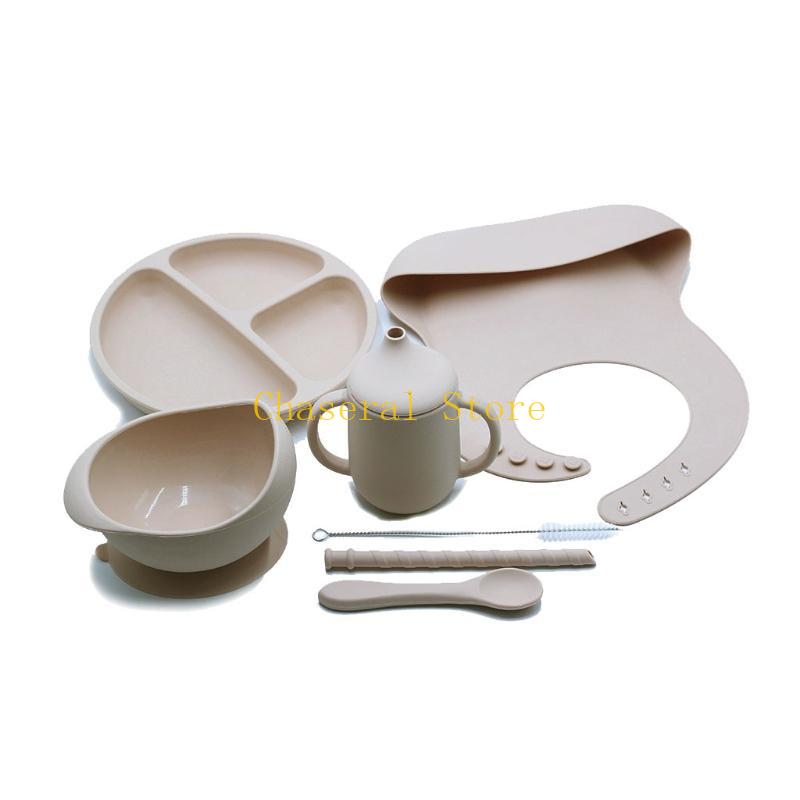 E7CE 7pcs 세트 아기 식사 요리 실리콘 그릇 + - Waterproof Baby Bibs Silicone 리뷰 및 가격