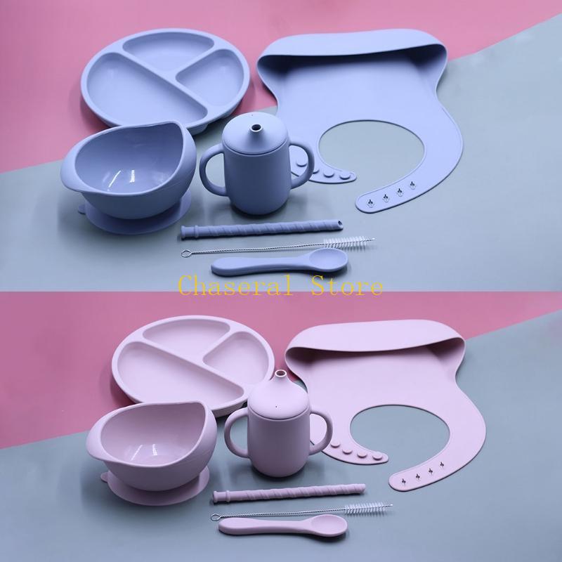 E7CE 7pcs 세트 아기 식사 요리 실리콘 그릇 + - Waterproof Baby Bibs Silicone 리뷰 및 가격