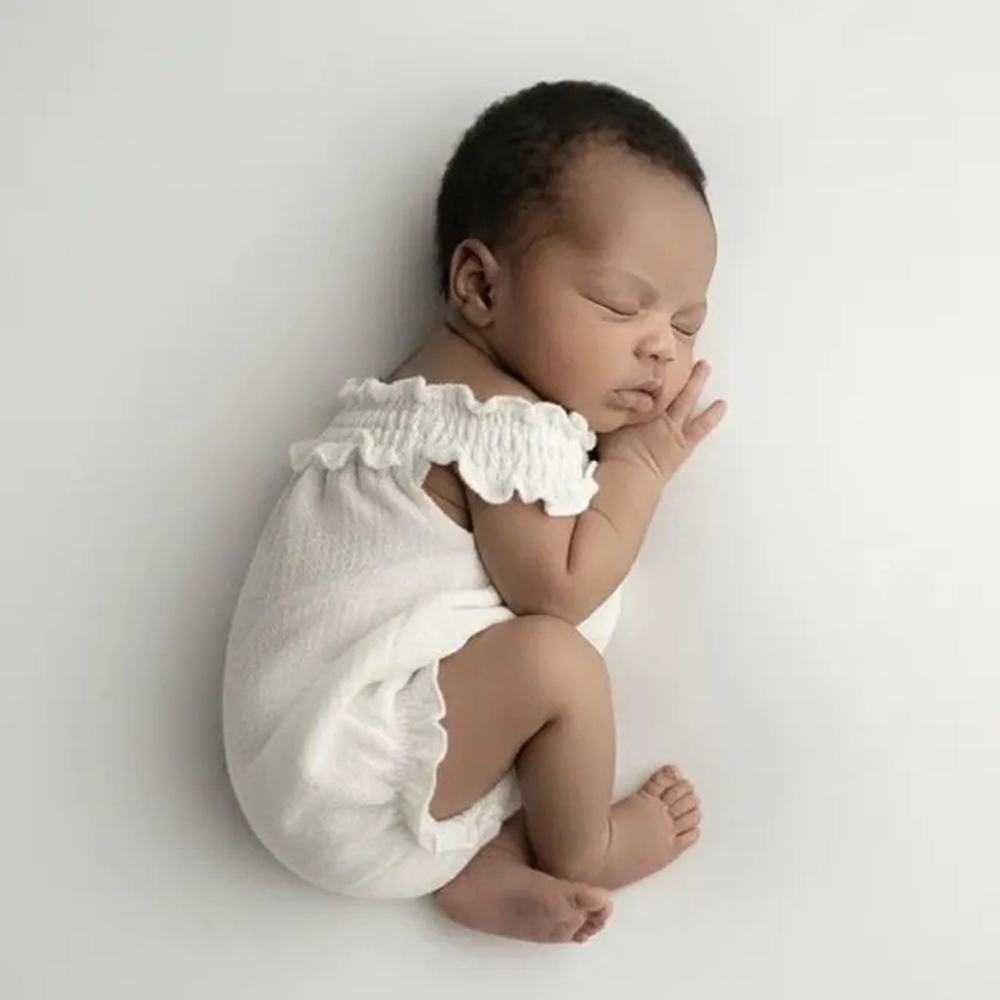 신생아 사진 소품 흰색 린넨 프릴 베이비 롬퍼 민소매  - Infant Photography Props Outfit 리뷰 및 가격