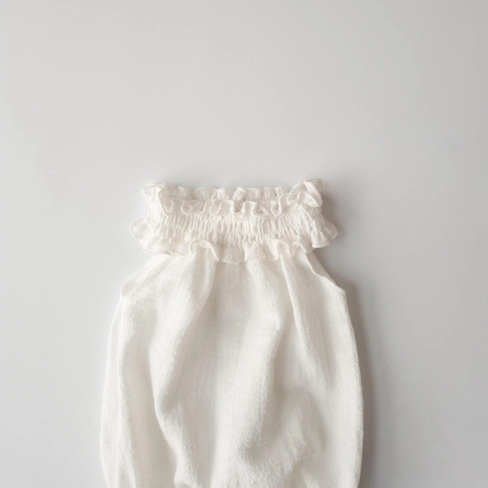 신생아 사진 소품 흰색 린넨 프릴 베이비 롬퍼 민소매  - Infant Photography Props Outfit 리뷰 및 가격