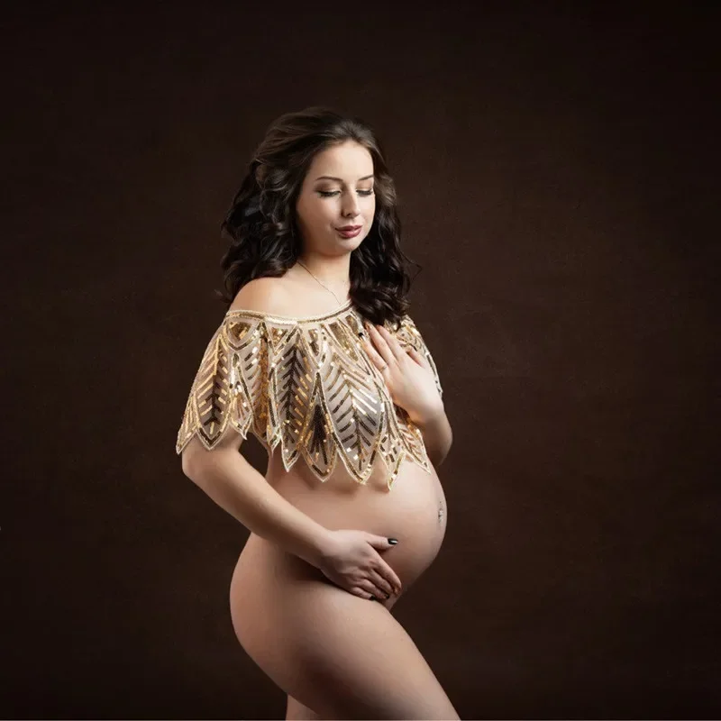 임신 한 여성을위한 출산 사진 케이프 스팽글 탑 사진  - Maternity Wear 리뷰 및 가격