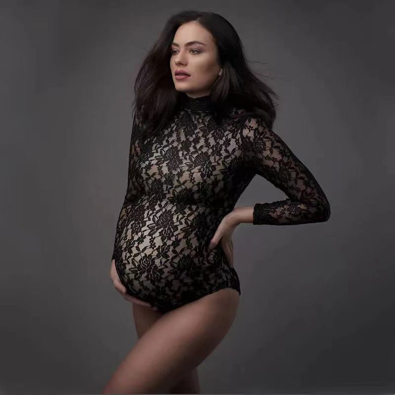 레이스 출산 사진 소품 점프 슈트, 신축성 있는 임신  - Maternity Wear 리뷰 및 가격